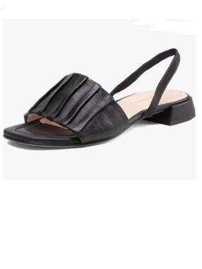 Black Women Comfortable Open Toe Low Heel Sandals Back Strap Slip On Summer Shoe